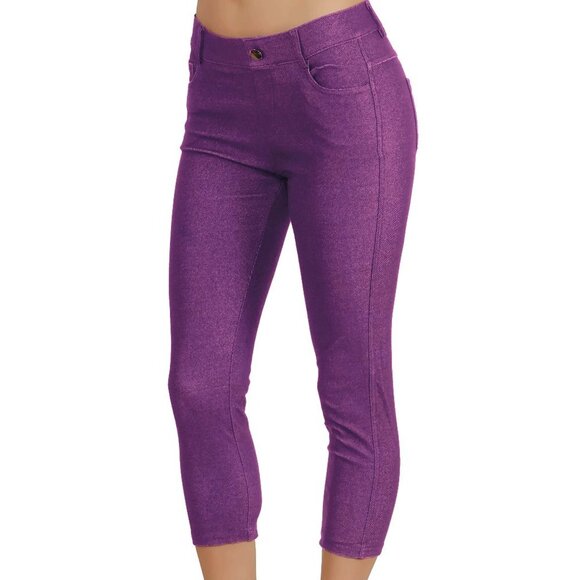 Yelete Pants - Jean Look Jeggings Capri Slim Fit Pull Up Pants 